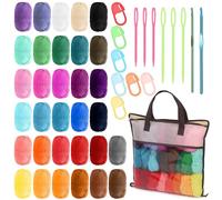 Swpeet 51Pcs Crochet hilkit, incluyendo 32Pcs madejar de hilo acrímulticolor, 10Pcs marcadores de pun, 6Pcs plástico para tejer aguja, 2Pcs ganchos y bolsa de 1Pc para tejer y tejer