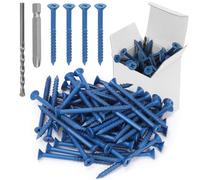 Swpeet 52 anclajes de tornillo de hormigón de cabeza plana de 1/4 x 3-1/4 pulgadas con broca de destornillador y kit surtido de brocas, tornillos de hormigón autorroscantes para anclaje a bloques de