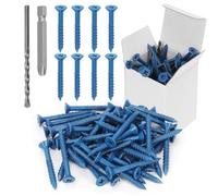 Swpeet 52 piezas de anclajes para tornillos de hormigón de cabeza plana de 1/4" x 2-1/4" con destornillador y manual de perforación, kit surtido, tornillos de hormigón autorroscantes de cemento para