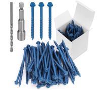 Swpeet 52 tornillos hexagonales ranurados de 3/16 x 3-1/4 pulgadas para hormigón, anclaje con enchufe de broca hexagonal y kit surtido de brocas, tornillos de cemento autorroscantes para anclaje a