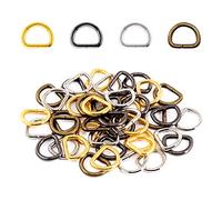 Swpeet 60 anillos en D de metal resistentes de 25 mm, con hebilla de cinturón para cinturón, accesorios de bricolaje, llaveros, cinturones y correa de perro, plateado, bronce, oro, negro pistola
