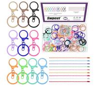 Swpeet 60 llaveros de pinza de langosta de colores mixtos con clip de gatillo giratorio, llavero plano dividido y cadenas de bolas, kit surtido de cierres giratorios para bolso, correa, llavero