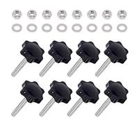 Swpeet 60 piezas M8 x 50 tuercas hexagonales de metal con rosca macho para sujetar con estrella de mano, kit de surtido con tuercas hexagonales de acero inoxidable 304 y arandelas planas, tornillo de