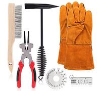 Swpeet 7 martillos de soldadura de alambre de alambre de 10 pulgadas, herramienta de eliminación de escoria con medidores de grosor de hoja de metal, alicates de soldadura de 8 pulgadas y martillo de