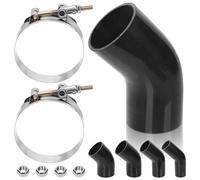 Swpeet 7 piezas manguera de silicona reforzada de 4 capas con codo de 45 grados de 3 pulgadas - 76 mm con abrazadera de manguera de perno en T de 86-94 mm y kit de tuerca hexagonal de 6 mm, manguera