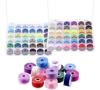 Swpeet 72 Juegos de bobinas preenvasadas de poliéster de 72 Colores, con Caja de bobinas, bobinas de Costura, bobinas preenvasadas, compatibles con la máquina de Bordado Brother/byblok/janome