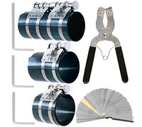 Swpeet 8 piezas de compresor de anillo de pistón de 3 pulgadas 4 pulgadas y 6 pulgadas y herramienta de instalación de pistón ajustable, alicates de extracción con llave y kit de surtido