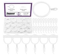 Swpeet 84Pcs 30mm Anillo de Cortina de Cortina de Metal Blanco con Kit de selección de Gancho de Cortina de plástico, Ojo Deslizante de, Clip para el Dormitorio de la Barra de la Barra del Hotel