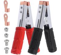 Swpeet 8Pcs - 2Sets Black and Red Insulated Alligator Clips with Crimp Ring Terminals and Screws Nuts Assortment Kit, Durable Battery Jumper Cable Clamps Battery Charger Clamps for Car