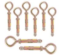 Swpeet 8Pcs M10 rosca pared ladrillo de hormigón tornillos de expansión cerrado gancho de anclaje, tornillos de expansión eyebolt pernos, pesados con anillo de ojo, anclaje de manga, ganchos de