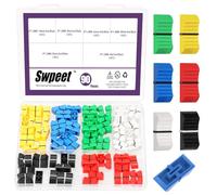 Swpeet 90Pcs 6 Colores 8x1.2mm Potenciómetro de deslizamiento recto Kit de selección de ejes de inserción de botones de empuje planos, potenciómetros Tapas de botones de fader Reemplazo de