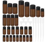 Swpeet Botellas de cristal con junta de polietileno marrón con tapas de rosca negras.