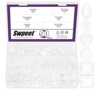 Swpeet Cabujones de cristal para hacer joyas artesanales (N1) 90 piezas 25 mm 6 estilos redondos/cuadrado/rectángulo/corazón/ovalado/lágrima transparente cúpula de cristal cabujones azulejos surtido