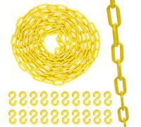 Swpeet Chain Link Fence, Plastic Chain Barrier for Crowd Control, Traffic, Queuing Line (Yellow) 21Pcs 5M x 6mm Plastic Chain Links with S Hooks Plastic Chain Barrera de Seguridad Cadena Cadena de
