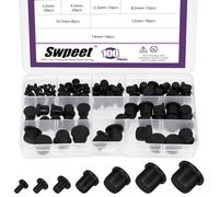 Swpeet Juego de 100 tapones de goma de silicona de 7 tamaños de 3,5/4,3/5,3/8,3/10,5/12,5/14 mm, tapón de goma en forma de T, agujeros de tapón impermeables para sellar revestimiento en polvo