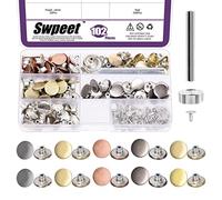Swpeet Juego de 102 remaches de botones de mezclilla de 5 colores, 17 mm, sin costuras, sin clavos, extraíbles, remache de rosca, botones de metal de mezclilla de repuesto con botones a presión y