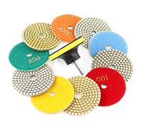 Swpeet - Juego de 11 almohadillas para pulir diamantes, 10 unidades de 3 pulgadas, kit de pulido en húmedo y seco con 1 almohadilla de 3 pulgadas para pulir granito, mármol, piedra, cuarzo, pulido