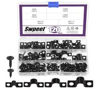 Swpeet Juego de 120 abrazaderas de soporte en U de 4 tamaños, 5 mm, 8 mm, 10 mm, 12 mm, dos agujeros, abrazaderas en U, abrazaderas de tubo de metal, abrazaderas de correa de tubo, abrazaderas de