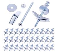 Swpeet Juego de 120 pernos de palanca de 1/4 pulgadas y tuerca de mariposa con tuercas hexagonales, arandelas, kit surtido de pernos de palanca, anclajes de mariposa para colgar artículos pesados en