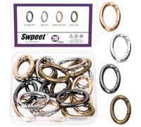 Swpeet Juego de 20 anillos ovalados de resorte de metal de 4 colores de 35 mm, anillos ovalados con hebilla de resorte ovalada para bolsos, llaveros y manualidades