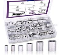 Swpeet - Juego de 250 Virolas de Aluminio de 6 Tamaños para Cables o Cualquier Otra Cosa, Requiere Cable Fuerte
