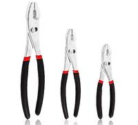 Swpeet Juego de 3 alicates de junta deslizante de acero negro de 6 pulgadas, 8 pulgadas, 10 pulgadas, alicates multiagarre, junta deslizante con mango de goma, dientes de agarre fino en la parte