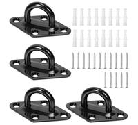 Swpeet Juego de 4 ganchos de acero inoxidable M5 304 con rombos negros con tornillos y anclajes de plástico, ganchos de hardware marinos, gancho en U para asegurar colgar