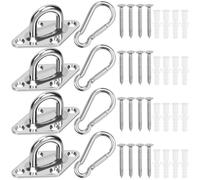 Swpeet Juego de 40 ganchos de tornillo de acero inoxidable M8 de alta resistencia con ganchos de ojo, gancho a presión, tornillos con tubo de expansión de plástico, gancho de techo para actividades al