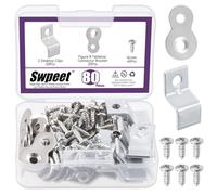 Swpeet Juego de 40 pares de conectores de mesa resistentes de 2 estilos plateados y 8 soportes de esquina ajustables en Z con tornillos a juego, juego surtido de mesas de utilidad, figura 8, soportes