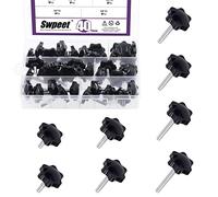 Swpeet Juego de 40 pomos de estrella hexagonales M6x11/15/20/25/30/35/40/50 mm, tornillo de sujeción atornillado, perilla de mango de extracción rápida