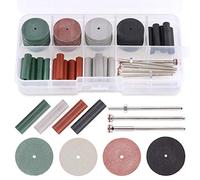 Swpeet Juego de 46 ruedas de pulido, 40 piezas de 4 colores mezclados de laboratorio de belleza de caucho de silicona y partículas de pulido + 6 varillas de mandril perfecto para piezas rotativas