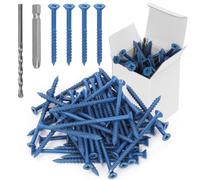Swpeet Juego de 52 anclajes de tornillo de hormigón de cabeza plana de 3/16 x 3-1/4 pulgadas con destornillador y taladro, juego de surtido, tornillos de hormigón, tornillos autoatornillables para
