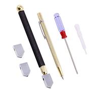 Swpeet - Juego de 6 piezas de herramientas para cortador de vidrio profesional, 5,5 pulgadas, pluma de grabado de tungsteno con cortador de vidrio con punta de carburo alimentado por lápiz