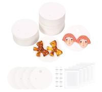 Swpeet Juego de 600 tarjetas de exhibición de aretes blancos, tarjetas redondas de 1.6 pulgadas con respaldos de aretes y bolsas autosellantes, tarjetas de soporte para aretes para aretes