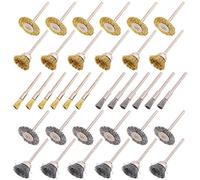 Swpeet - Juego de 72 cepillos para rueda de alambre, incluye juego de cepillos de alambre de latón y acero de 3 mm de vástago para accesorios Dremel, herramientas giratorias, herramientas de pulido