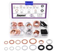 Swpeet Juego de 80 juntas de tapón de drenaje de aceite, 14 tipos, kit de juntas de aluminio / cobre / goma compatible con Toyota Honda Subaru VW Audi Mercedes Benz