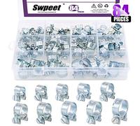 Swpeet - Juego de abrazaderas para manguera de inyección, 84 piezas, 10 tamaños, chapado en zinc, ideal para automoción, agricultura, planta y construcción