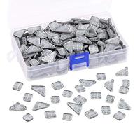 Swpeet,Juego de azulejos de mosaico de colores mezclados, 1 libra, azulejos de mosaico auténticos, cuadrados y triangulares, mosaico de cristal con purpurina, manualidades, suministro