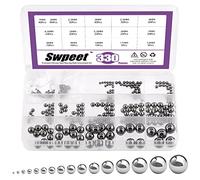 Swpeet Juego de bolas de precisión de acero métrico de 330 piezas de 16 tamaños de 1 mm, 2 mm, 2,5 mm, 3,5 mm, 3,5 mm, 3,5 mm, 4,5 mm, 5,5 mm, 6 mm, 7 mm, 8 mm, 9 mm, 10 mm, 11 mm, 12 mm, 12 mm