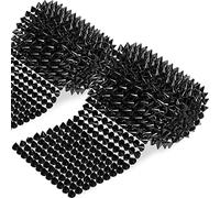 Swpeet Juego de tachuelas de punto negro de 2 yardas para coser en espiga, remaches de punta de árbol de cono con parte trasera plana, cuentas de corte punk rock, decoración punk rock, remaches de