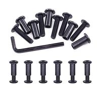 Swpeet Juego surtido de 25 tuercas hexagonales de acero al carbono M6 x 25 mm, color negro, con 1 llave Allen, poste de tornillo para muebles, hebilla de cinturón y pernos de encuadernación de cuero