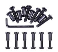 Swpeet Juego surtido de 25 tuercas hexagonales de acero al carbono M6 x 35 mm, color negro, con 1 llave Allen, poste de tornillo para muebles, hebilla de cinturón y pernos de encuadernación de cuero