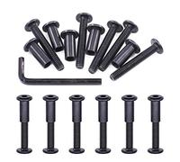 Swpeet Juego surtido de 25 tuercas hexagonales de acero al carbono M6 x 40 mm, color negro, con 1 llave Allen, poste de tornillo para muebles, hebilla de cinturón y pernos de encuadernación de cuero