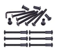 Swpeet Juego surtido de 25 tuercas hexagonales de acero al carbono M6 x 65 mm, color negro, con 1 llave Allen, poste de tornillo para muebles, hebilla de cinturón y pernos de encuadernación de cuero