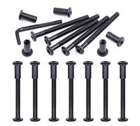 Swpeet Juego surtido de 25 tuercas hexagonales de acero al carbono M6 x 70 mm, color negro, con 1 llave Allen, poste de tornillo para muebles, hebilla de cinturón y pernos de encuadernación de cuero