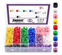 Swpeet Juego surtido de 820 marcadores de tamaño de gancho de plástico de 9 tamaños comunes, XXS a 4XL, codificación de colores, marcadores para perchas de alambre, perchas de ropa con caja de
