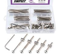 Swpeet - Kit de 100 tuercas de tuerca de barril de acero de alta velocidad M6 x 35/45/55/65/75 mm Hex Drive Socket Capniture