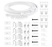 Swpeet Kit de 151 rieles curvos de techo de 5 m, sistema de riel curvado de ventanas suaves, ganchos y clips de cortina de metal, soportes de techo a presión