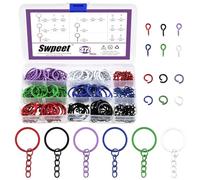 Swpeet Kit de 372 llaveros de 6 colores de 25 mm a 1 pulgada, incluye 72 llaveros de 25 mm con cadena, 150 anillos abiertos y 150 pasadores de ojo de tornillo para manualidades y fabricación de joyas