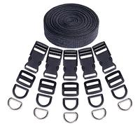 Swpeet Kit de 41 bolsas de bricolaje de 3/5 pulgadas, incluye hebillas de liberación lateral planas y guías de triple deslizamiento y anillos en D con 1 rollo de correas de nailon de 5 yardas para